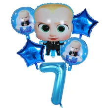 6 шт. Детские фольгированные шары Boss 30 ''синий шар с цифрами для дня рождения украшения воздушные шары для мальчиков детские игрушки для душа
