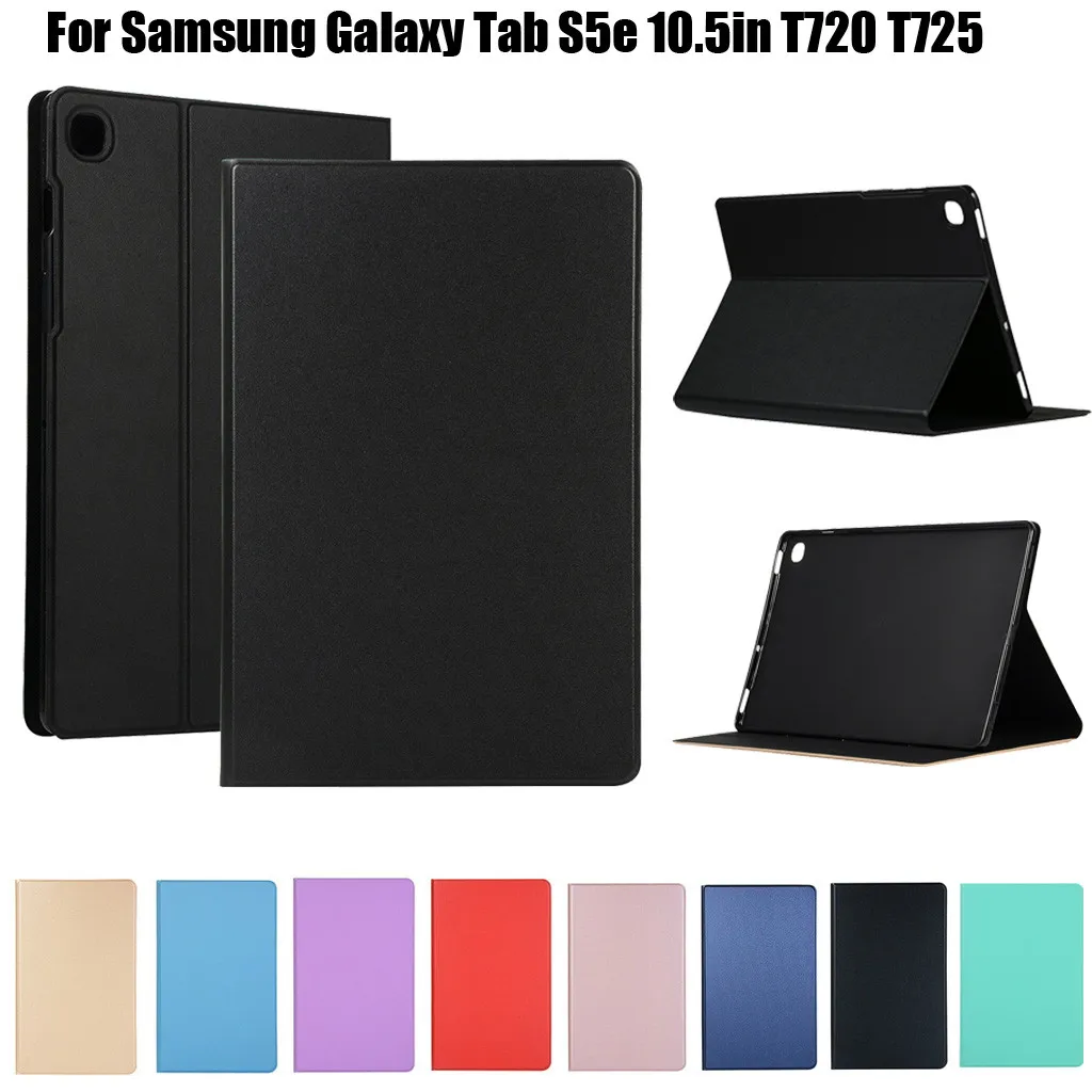 Ультра-тонкий PU кожаный чехол-подставка для Samsung Galaxy Tab S5e 10,5 дюймов SM-T720 SM-T725 мягкий TPU черный чехол Авто спящий Пробуждение