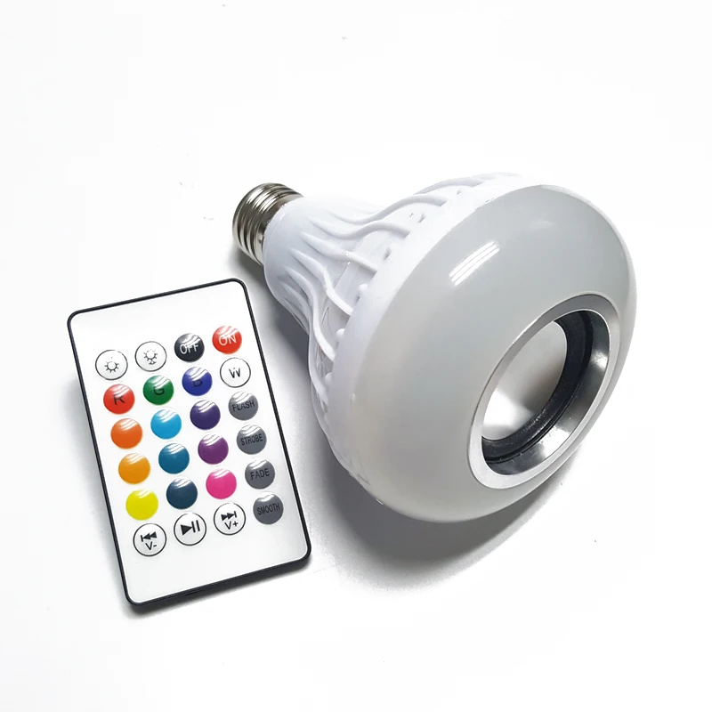 

E27 12W RGB Led Bulb 85V-265V Bluetooth Speaker Bulb Music Playing LED Lamp Light with 24 Keys Remote Control
