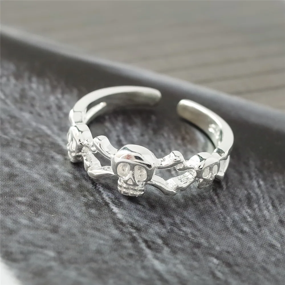 skeleton open ring 100% Sterling 925 silver Jewelry Vintage Adjustable rings for men gift unisex ring