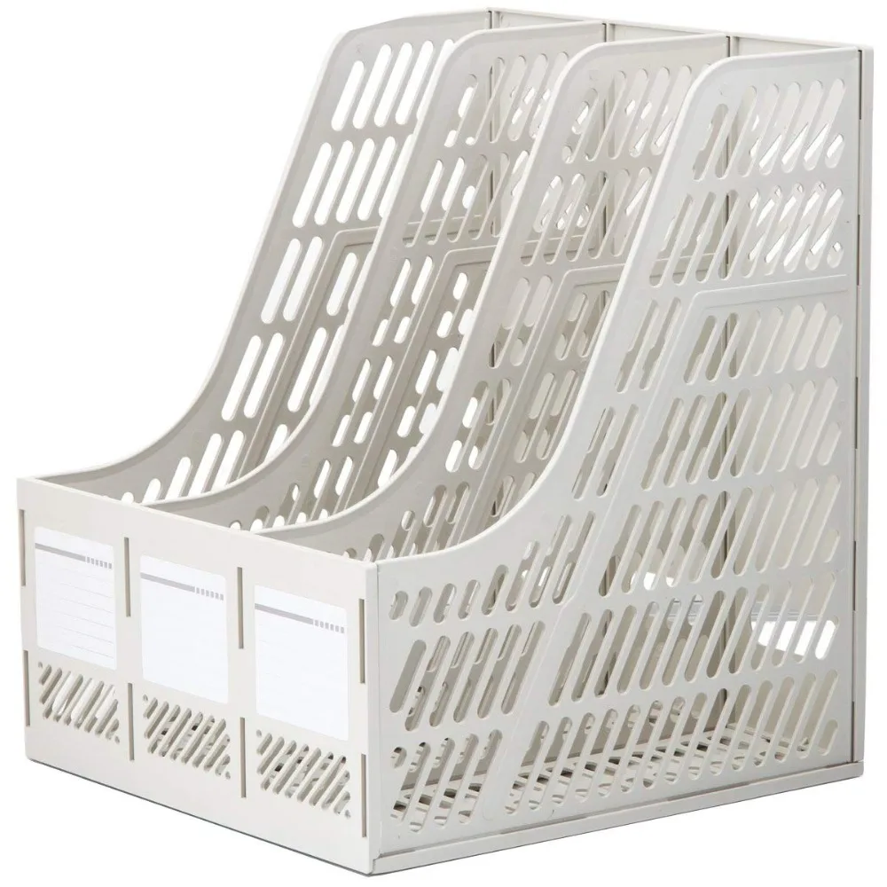 

MYLIFEUNIT Sturdy Triplicate Magazine Rack Office Desktop Document & File Organizer Holder (Gray)