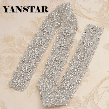 

YANSTAR 5CM*1 YARD Appliques For Wedding Belt Rose Gold Silver Clear Crystal Sewing On DIY Bridal Accessories YS812
