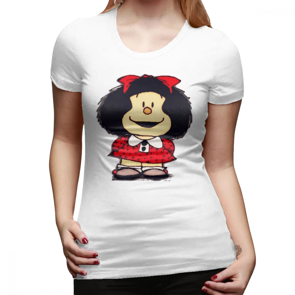 Mafalda футболка телефонные чехлы скины Mafalda футболка большого размера хлопчатобумажная женская футболка принт темно-синий короткий рукав Летняя женская футболка - Цвет: Белый