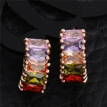 H: HYDE Высокое качество Золотой Цвет Brinco модные вечерние серьги-кольца ювелирные изделия многоцветный CZ кубический циркон серьги для женщин подарок