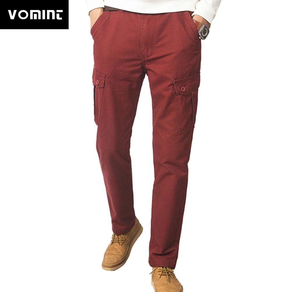 

Vomint 2019 New Men Cargo Pants Casual Wear Twill Cotton Regualar Straight Fit Pant Multi more color V7A1P014 (No belt)