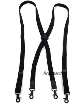 

Black strap hook-and-loop elastic suspenders Korean men and women black four hook strap