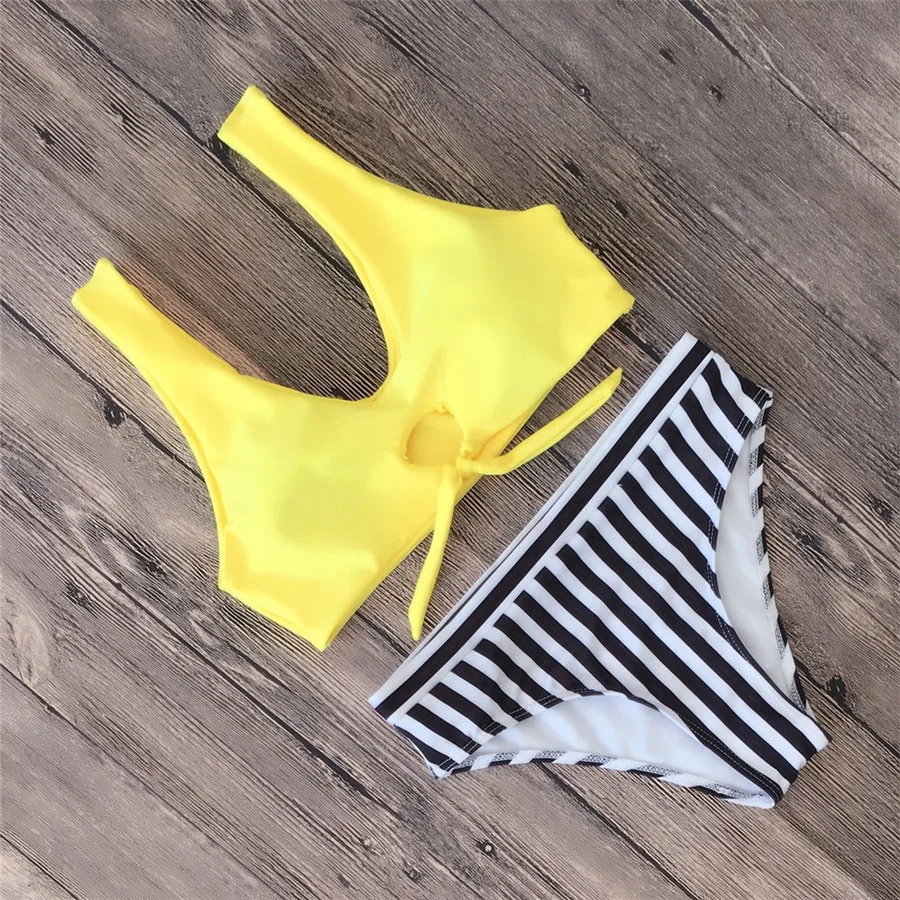 

YICN 2018 New Women striped Swimsuit Summer Sexy Swimwear Push Up Padded Bikini Sets Vintage Brazilian Biquini Bathing suits