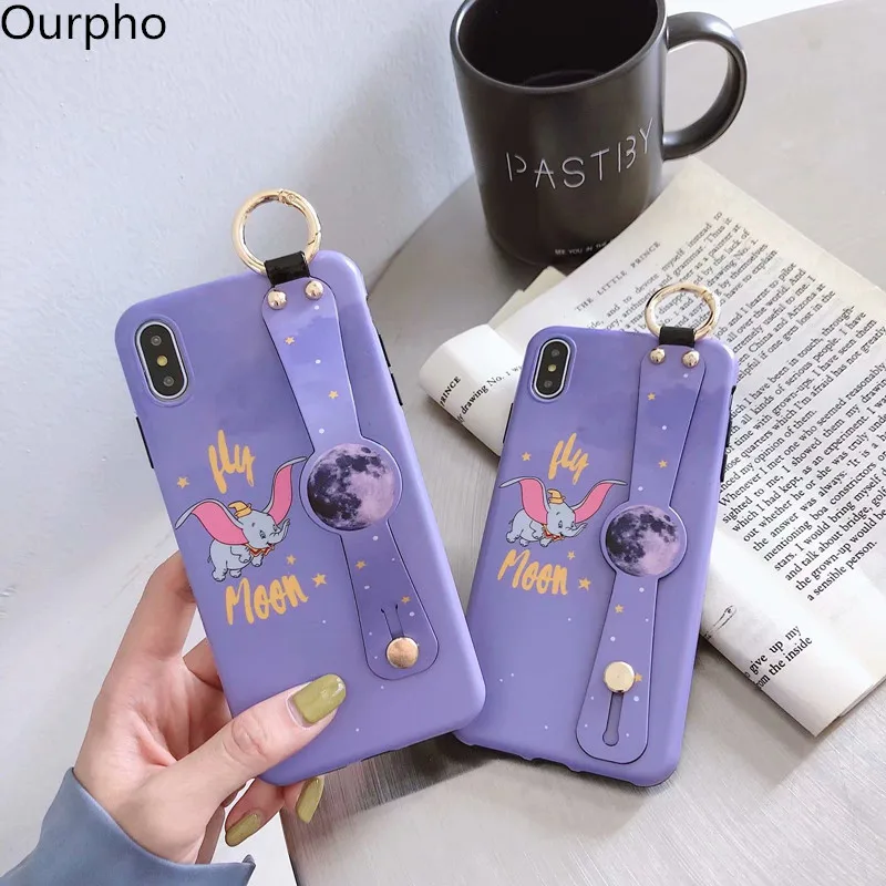 

Ourpho - IMD Scrub Soft Case for iPhone X XR XS MAX Small Animal Wrist Strap Case for iPhone 6 6s 7 8plus Cover