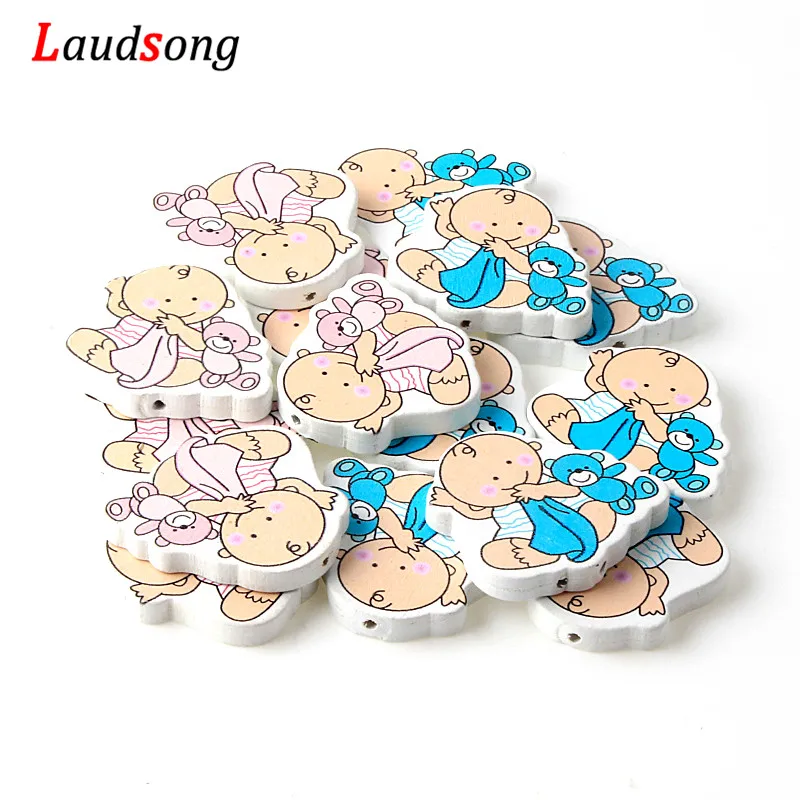 

20Pcs 35x32mm Natural Wooden beads White Baby Spacer Beads For Jewelry Making Kids Toys DIY B01827