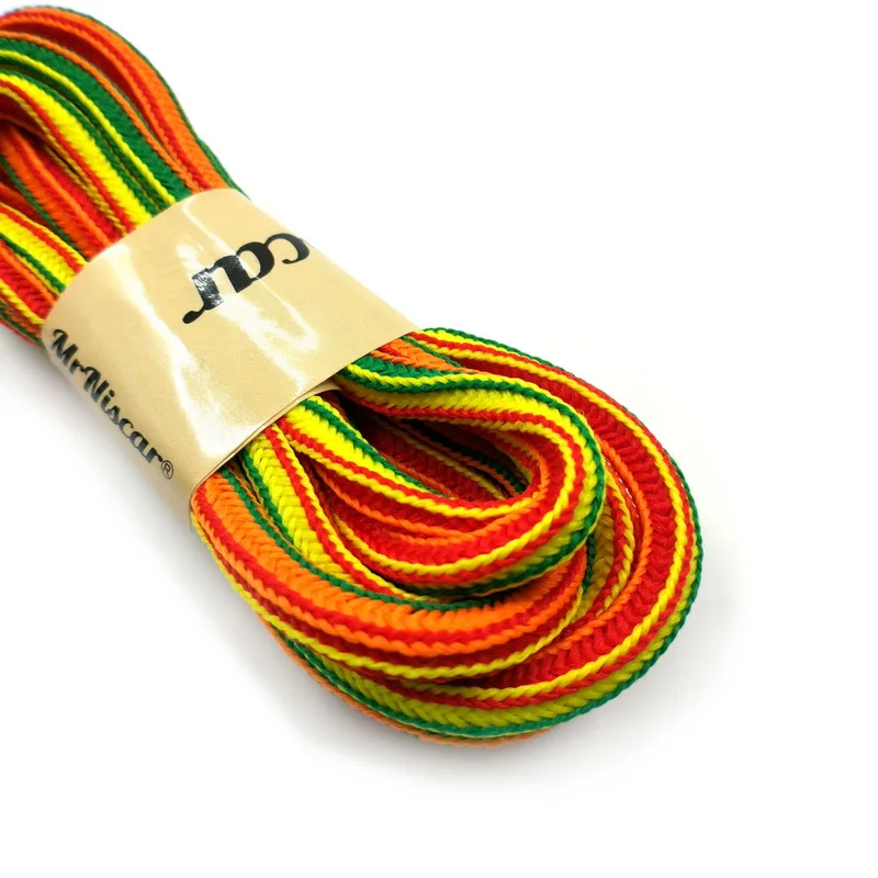 1 пара 115 см радужные полосатые полиэфирные шнурки дизайн квадратные походные Спортивные Повседневные кроссовки Нескользящие Прочные шнурки для обуви