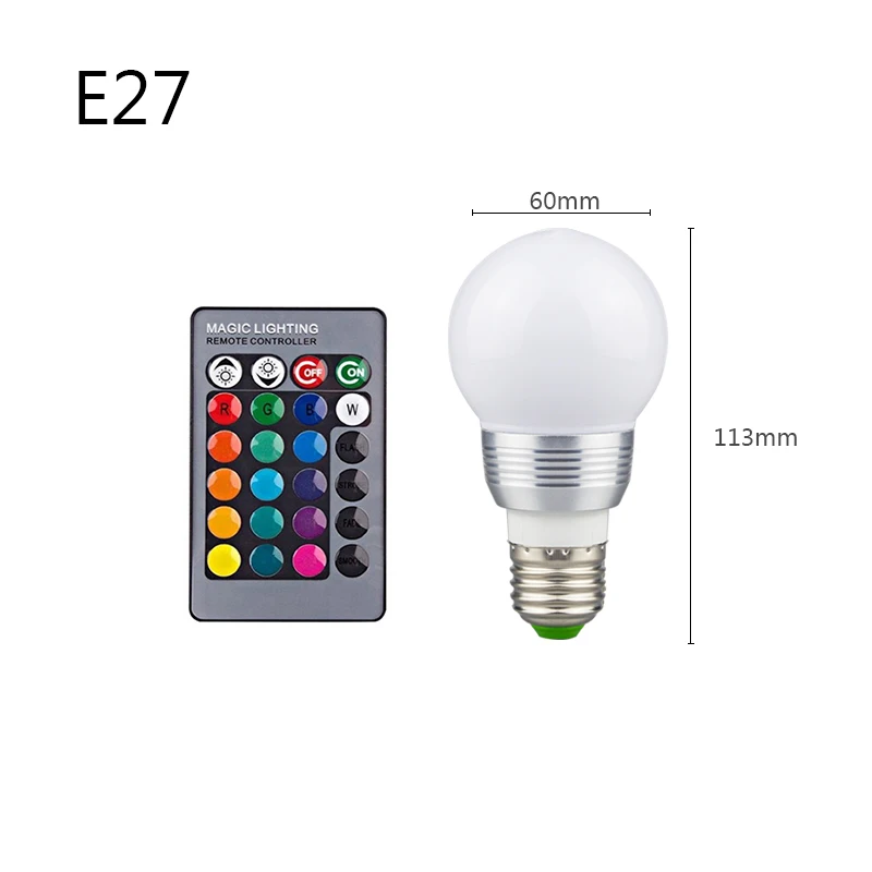 Светодиодная лампа RGB 3 Вт 110 В 220 светодиодсветодиодный E27 светодиодная с 16