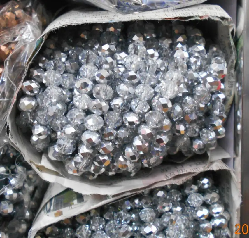 

Half Silver8mm 70pcs Rondelle Austria faceted Crystal Glass Beads Loose Spacer Round Beads for Jewelry Making