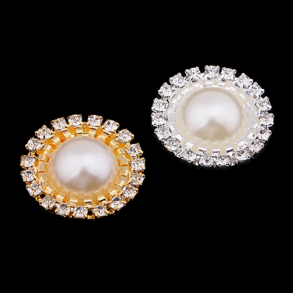 5/10 Pieces Rhinestone Pearl Button Flatback Cabochon Charms Jewelry Making Accessories for Wedding Party Decoration