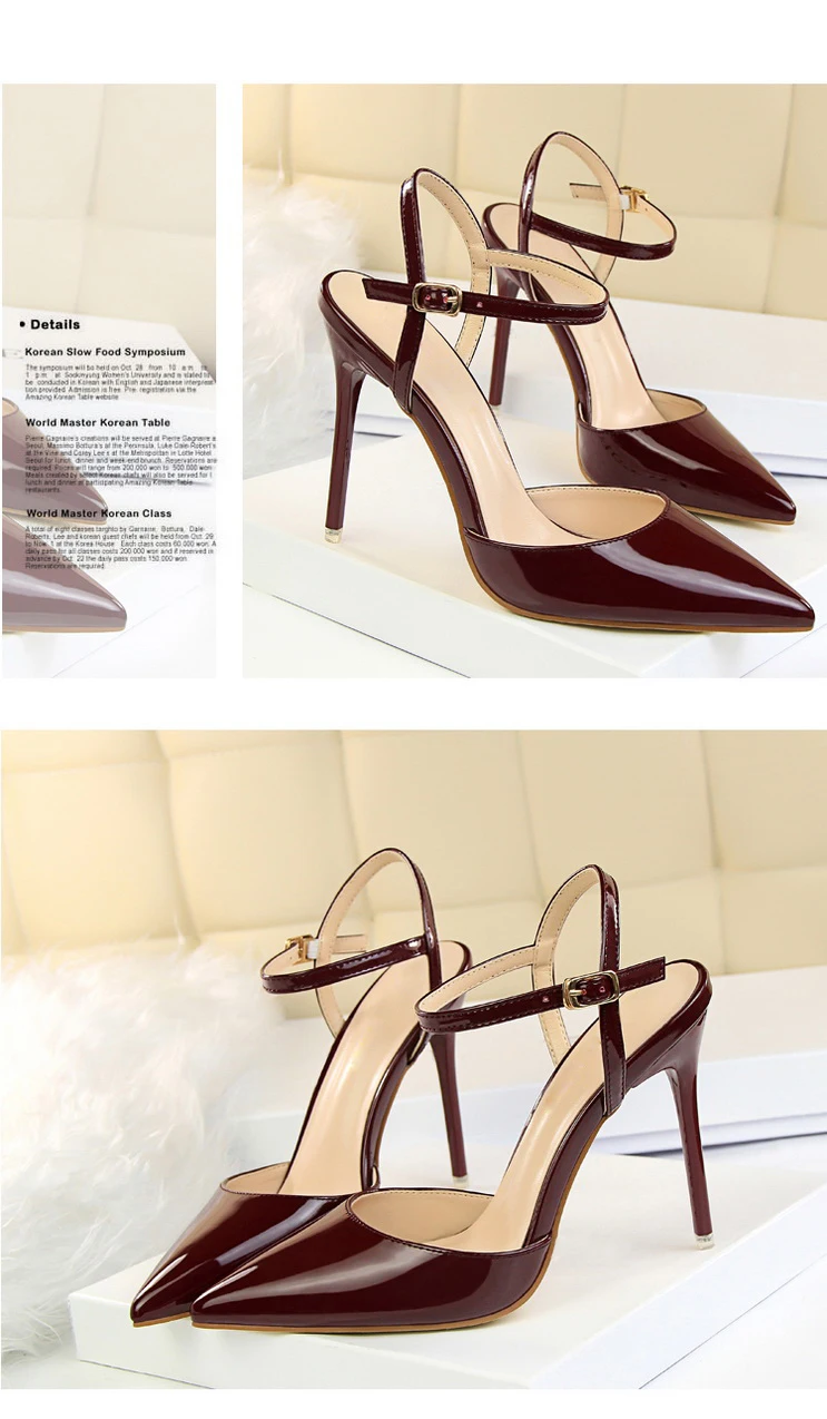 Plardin Women Concise Fashion Ankle Strap Shoes Woman Pointed Toe Thin Heels women's Buckle Slingbacks Pumps High Heels