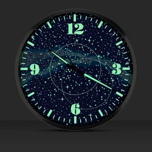 14 Inches Galaxy Luminous Mute Fashion Shi Luminous Wall Clock Bracket Sitting Room Bedroom Control LED Display Clock