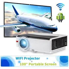 Wifi Android 5000lm font b LED b font Projector 100 Outdoor 16 9 Portable Screen for