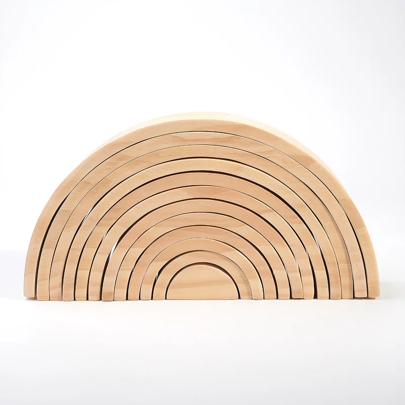 

Baby Toys 12Pcs Rainbow Blocks Natural Raw Wooden Toys For Kids Creative Rainbow Building Blocks Montessori Educational Toy