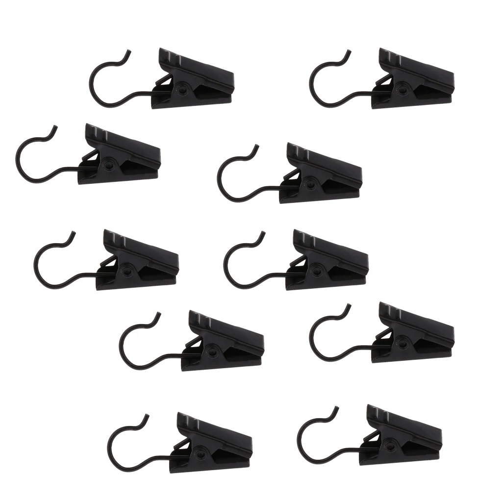 30Pcs Heavy Duty Curtain Clips with Hook Spring Clamps Curtain Glider Hanger Hook Black 32mm