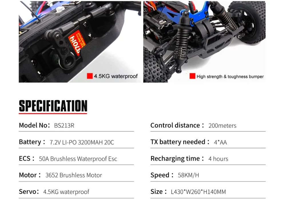 BSD BS213R 1/10 CHERI-RX лучший Eletrice бесщеточный внедорожный радиоуправляемое багги