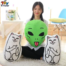 46cm Plush Ripndip Lord Nermal Lordnermal Toy Stuffed Cat Green Alien Lil Mayo Doll Cushion Kawaii Birthday Gift Street Style