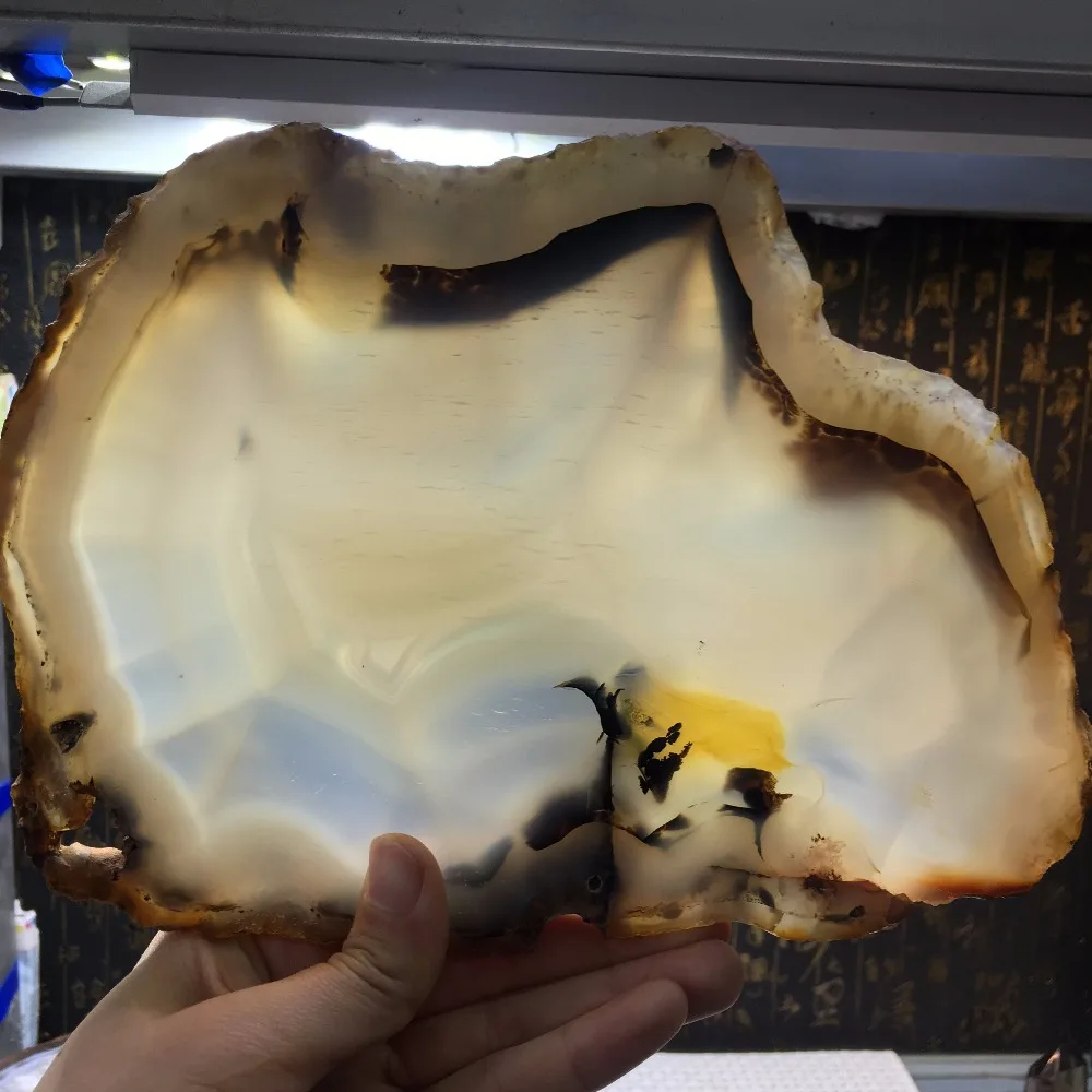 

Large size artistic conception value natural seaweed agate slice reiki healing crystals gemstone mat as gift for home decoration