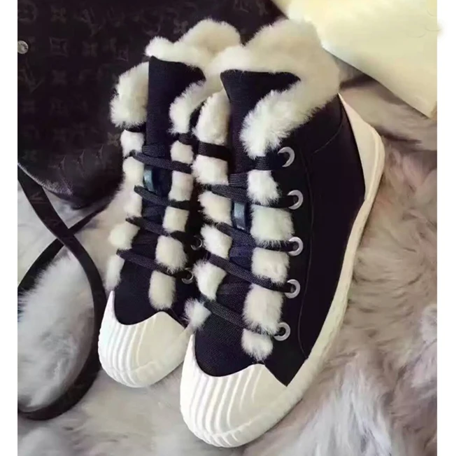 SWYIVY Fur Velvet Warm Winter Sneakers Woman Platform 2018 Winter Female Casual Shoes High Top Warm Ankle Snow Genuine Leathable