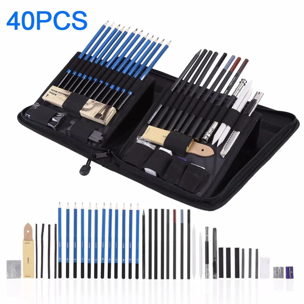 

40Pcs/Lots Professional Sketching Drawing Pencils Kit Set Art Supplies Students Painting Tool Universal