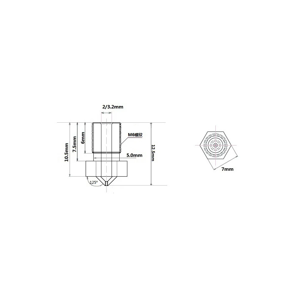 V5 V6 насадка из латуни для 3D-принтеры J-Head Hotend экструдер 0,2 0,3 0,4 0,5 0,6 0,8 1,0 1,2 мм-1,75 мм 3 мм нити