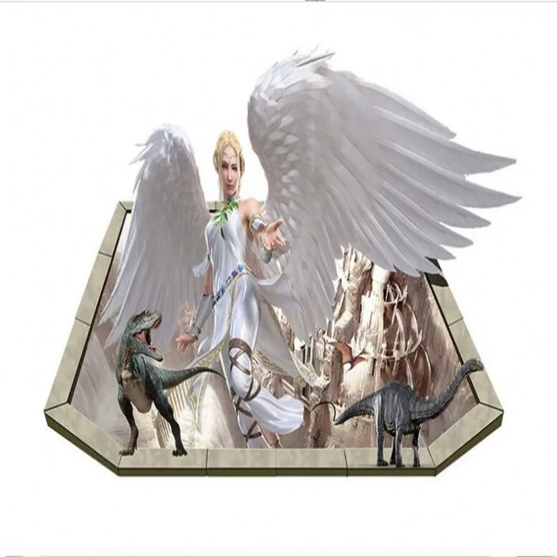 beibehang Custom large fresco 3D angel floor dinosaur sticker thickening wear pvc waterproof super environmental protection film