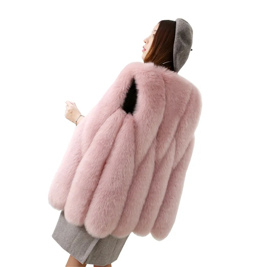 Plus Manteaux En Faux Doux noir Manteau Renard Nouvelle Mode Mw070 Épais Long Gilet Fausse De Patchwork gris Femmes Taille La rose Blanc Chaud Hiver Fourrure q6wp4T