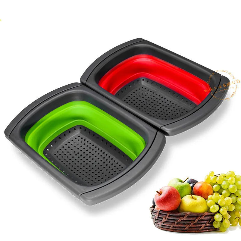 Square retractable handle folding leachate basket plastic fruit basket