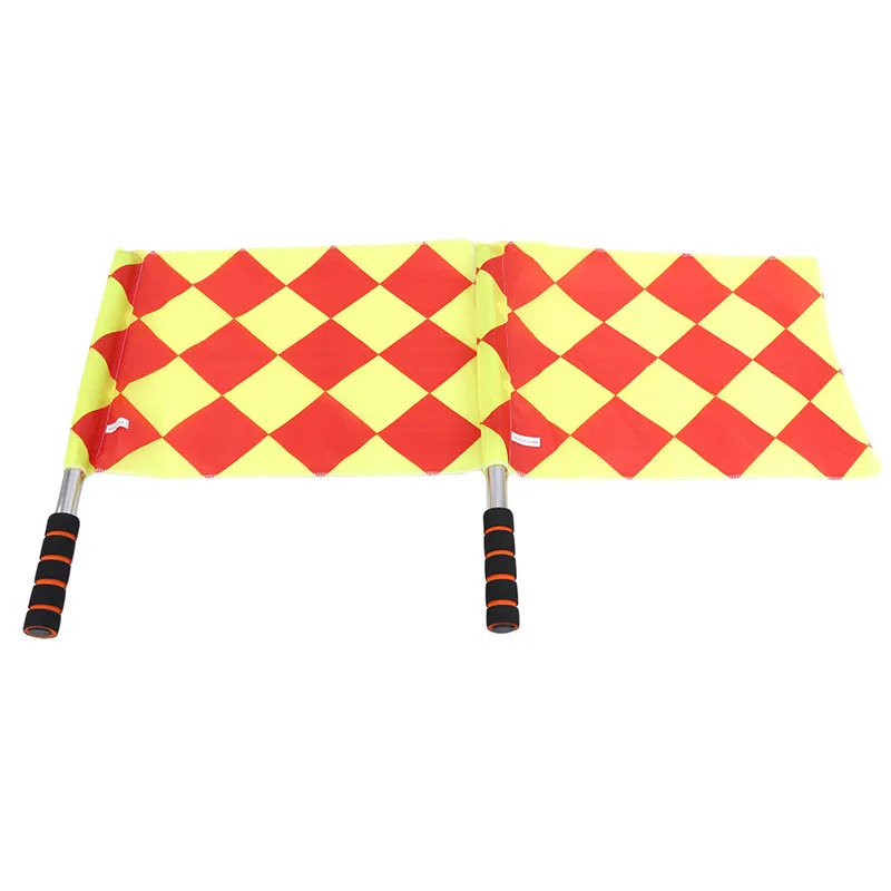 

Outdoor Multi-function Sports Yellow Small Square Football Flags Issuing Referee Signal Flag Offside Indicating Hand Flags