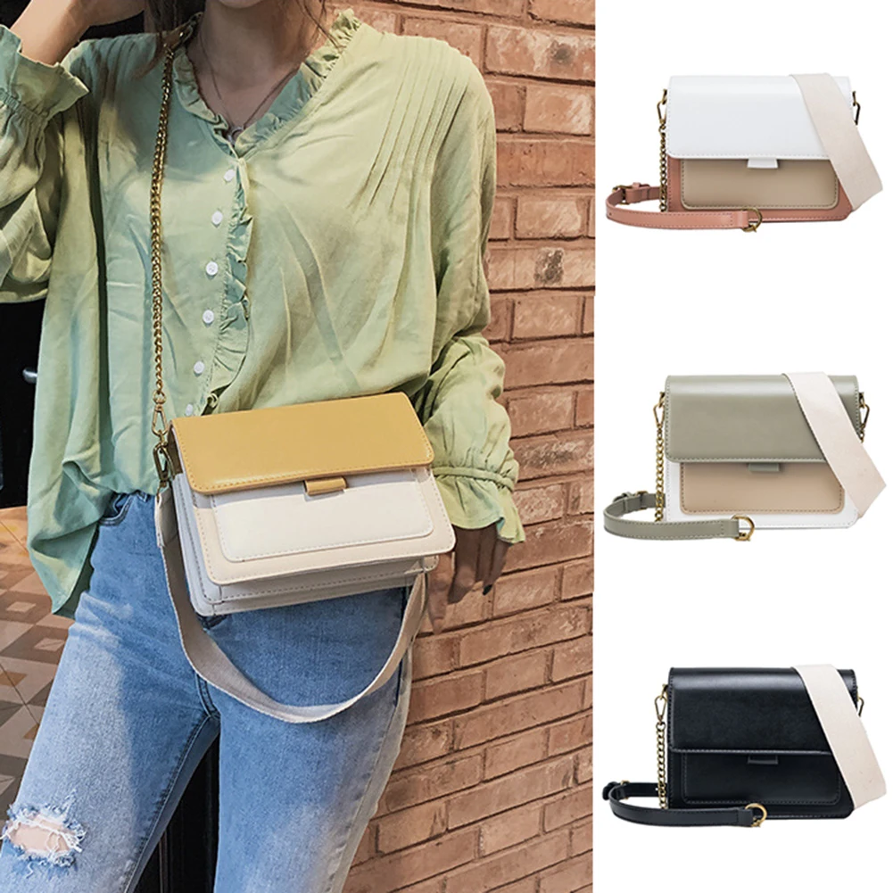 

Contrast Color Women Handbag Fashion Simple Shoulder Messenger Cross Body Bag