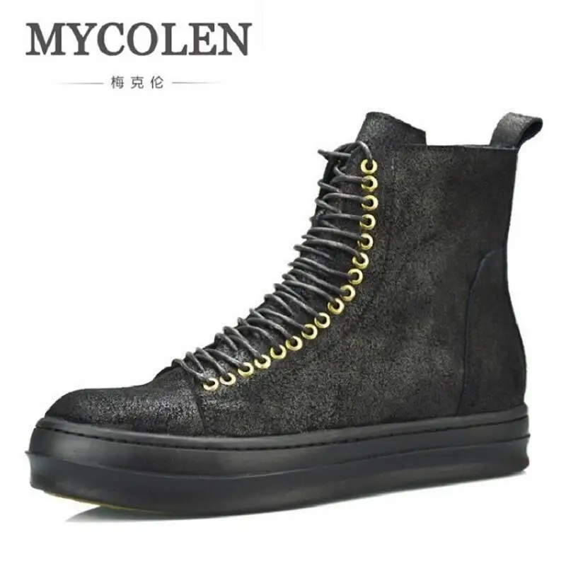 MYCOLEN Spring&Autumn New Arrival Men Shoes Brand Designer Casual Black Leather Boots personality Lace-up Boots MYCOLEN Spring&Autumn New Arrival Men Shoes Brand Designer Casual Black Leather Boots personality Lace-up Boots