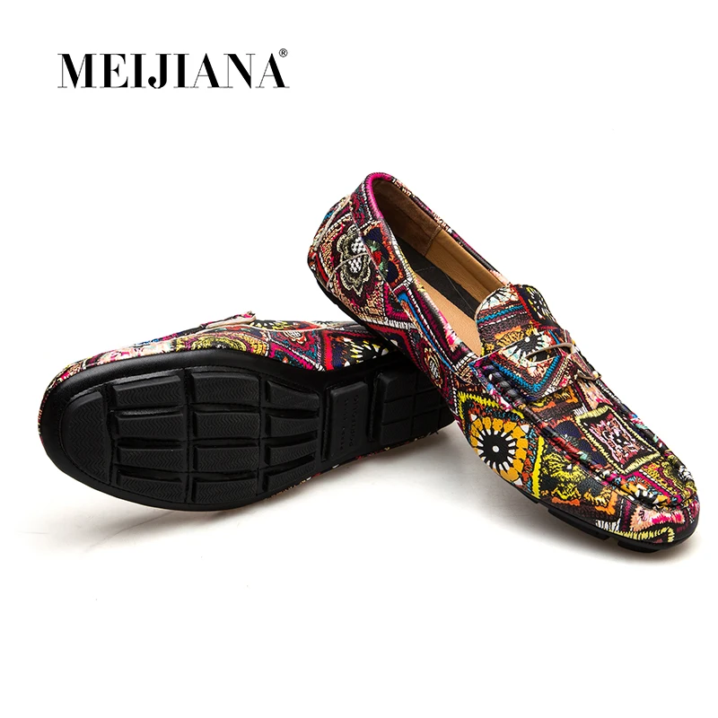 MEIJIANA Brand Leather Men Flats New Men Casual Shoes High Quality Loafers Driving Shoes Colorful Fashion Boat Shoes