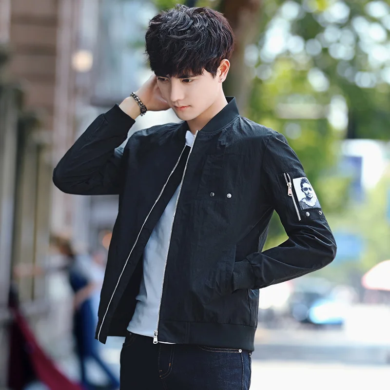 

2018 Spring New Casual Stand Collar Baseball Collar Jacket Men