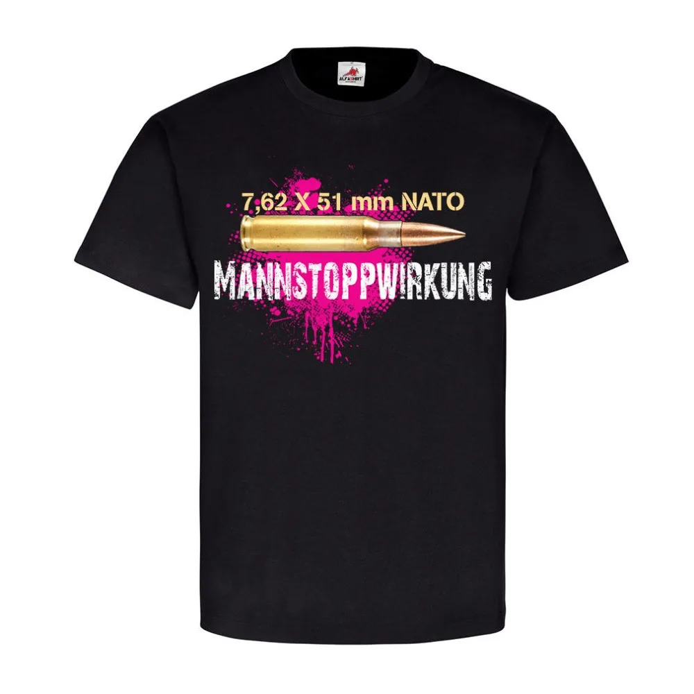 

Men 2019 Summer Fashion Mannstoppwirkung 7,62mm 51 mm NATO Munition Patrone 308 7,62 Bundeswehr T Shirt