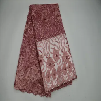 

Peach Color African Lace Fabric 2018 African Guipure Cord Lace High Quality Embroidery Beaded Lace Fabric For Wedding H124-1