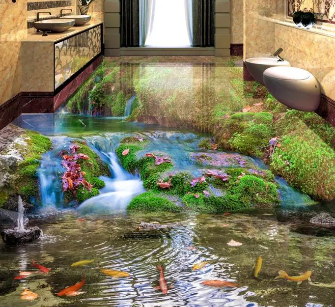 3d piso 3d-paisagape-wallpaper cachoeira nove peixes 3d