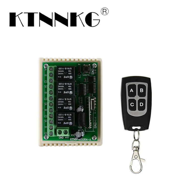 

DC 12V 4 Channel Remote Control Motor Switch Wireless Curtain Switch 4 Button Remote Control for Home Light/Door/Access Control