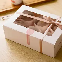 24*16*7.5cm 10 PCS cupcake Paper Box take out Container Food Packaging For Wedding Christmas Baby Shower Party Gift Freeshippin