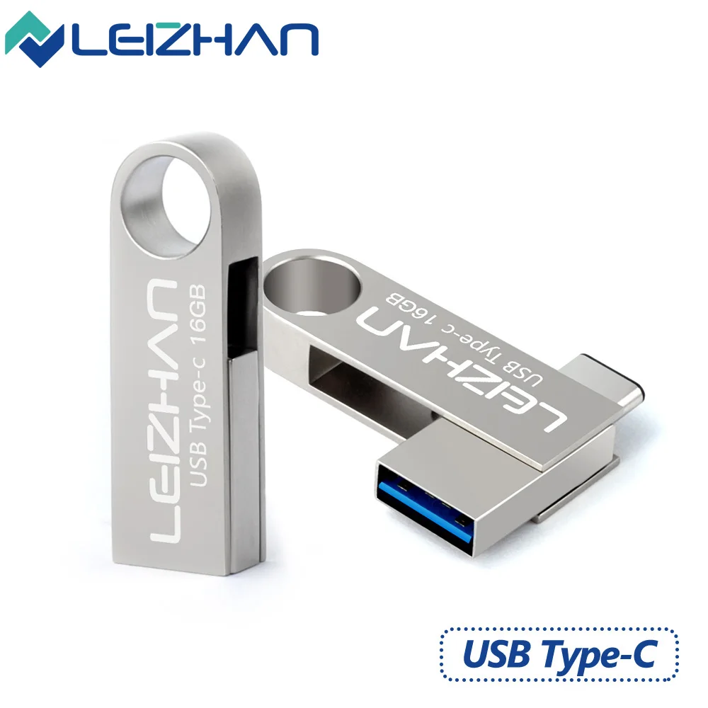 

LEIZHAN USB Flash Drive Type-C 3.1 Dual Metal OTG Cell Phone USB Pendrive 3.0 High Speed Pen Drive 32Gig Mobile U Disk 16GB