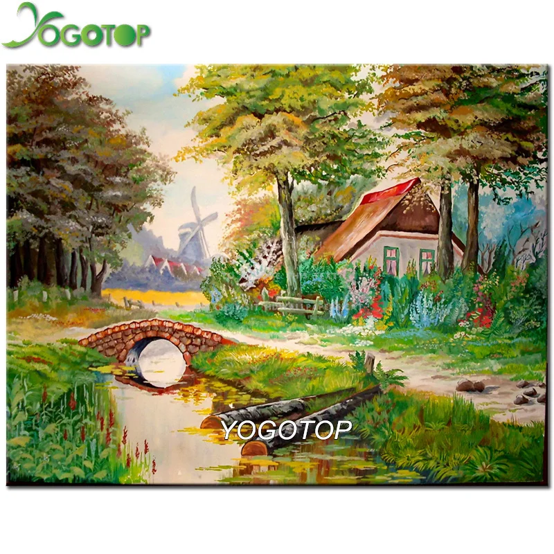 

YOGOTOP Diamond Painting Spring scenery Rhinestones Mosaic 5D DIY Square/Round Embroidery Full Display Decor Natural villa YY348