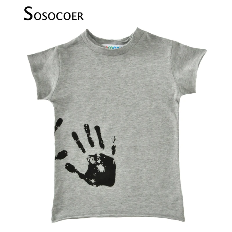 

SOSOCOER Boys T-shirts Hand Print Girls Tees Shirts Clothes For Toddlers Baby Tops 2017 Summer Style Short Sleeve Kids T Shirts