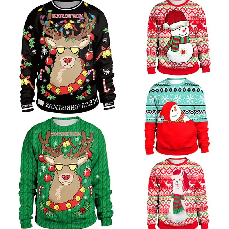 Новинка, Уродливый Рождественский свитер для подарка, Забавный пуловер с Санта-эльфом, женские мужские майки и свитера, топы, осенне-зимняя одежда