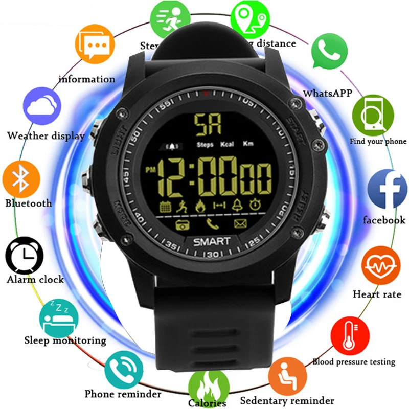 

Smart Watch IP67 Waterproof Pedometer Bluetooth 4.0 Sport Watch Large Battery Camera Remoter Smartwatch For IOS Android PK VIBE3