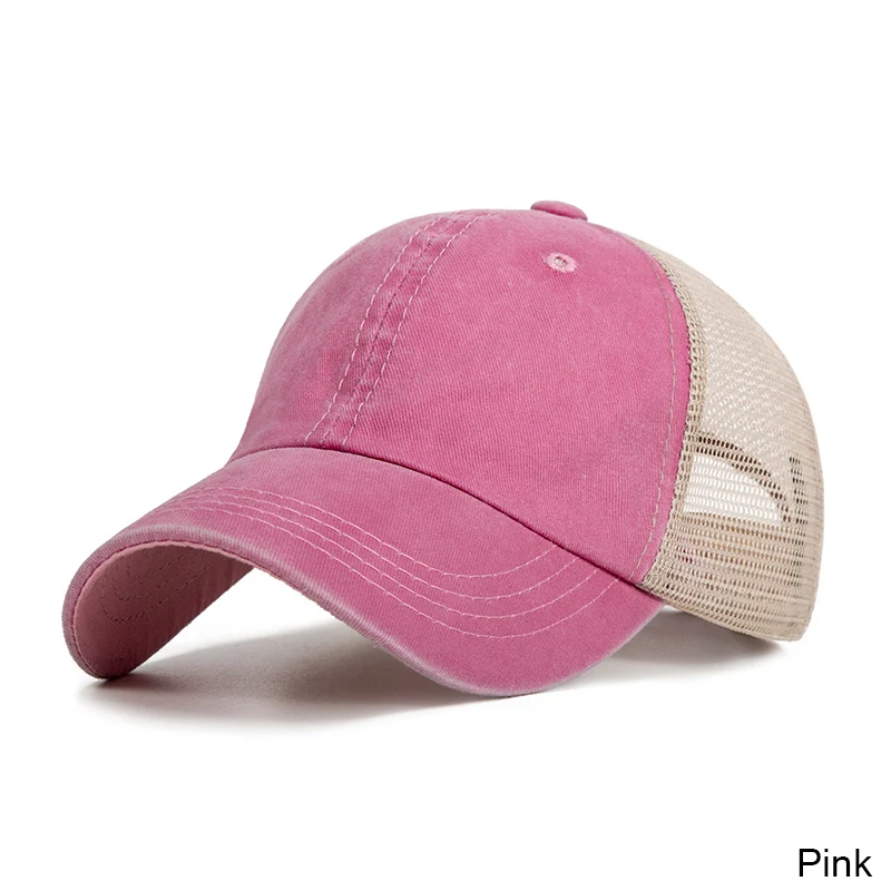 Новая повседневная однотонная хлопковая кепка для женщин и мужчин, регулируемая летняя бейсболка, крутая сетчатая бейсболка - Цвет: E