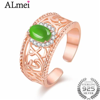 

Almei Jasper Open Tail Filigree Rings 925 Sterling Silver Ring Band Genuine Rose Gold Color Resizable Ring Jewelry with BoxCJ017