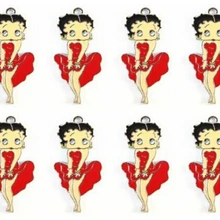 10 шт смешанные красные танцевальные платья Betty Boop эмалированные металлические подвески самодельные ювелирные изделия