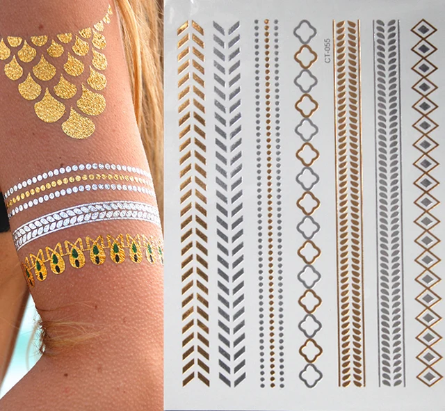 Flash Temporary Tattoos Sleeve Glitter Tatoo Flash Gold Metallic Henna Fake Tattoo Arabic Golds Tattoo Body Art Flash Temporary Tattoos Sleeve Glitter Tatoo Flash Gold Metallic Henna Fake Tattoo Arabic Golds Tattoo Body Art